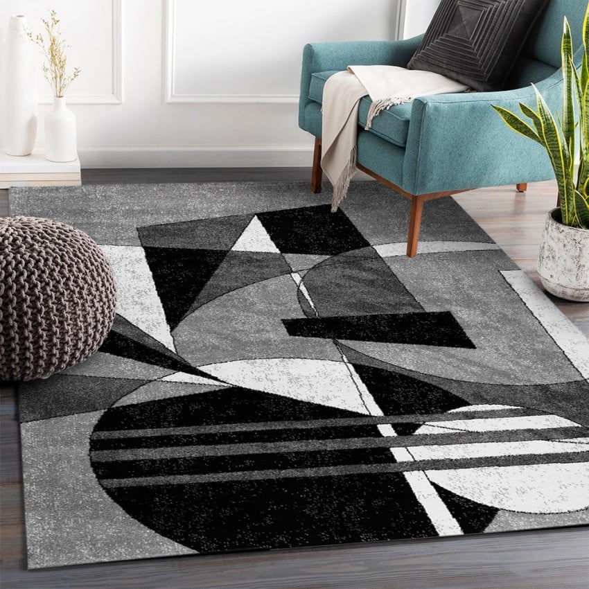 Tapis moderne lignes géométriques gris 240x340 cm