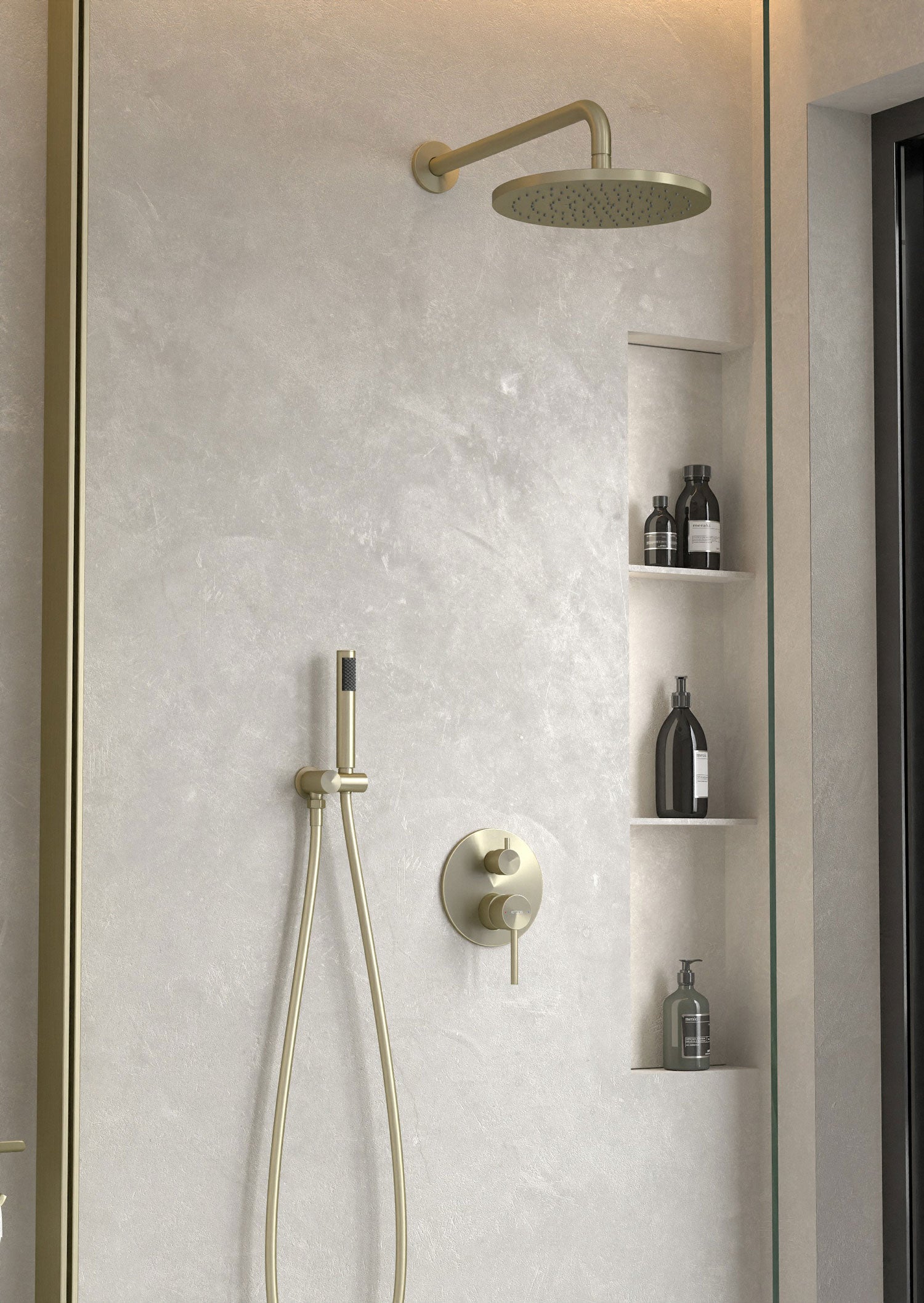 Composition mitigeur de douche encastrée Doré brossé - Corbeau - 2