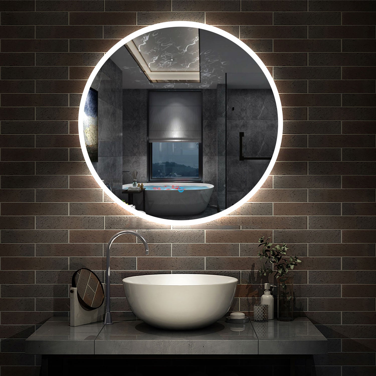 NETTLIFE Espejo De Baño Con Luz LED - Redondo 50 Cm LED, Mural