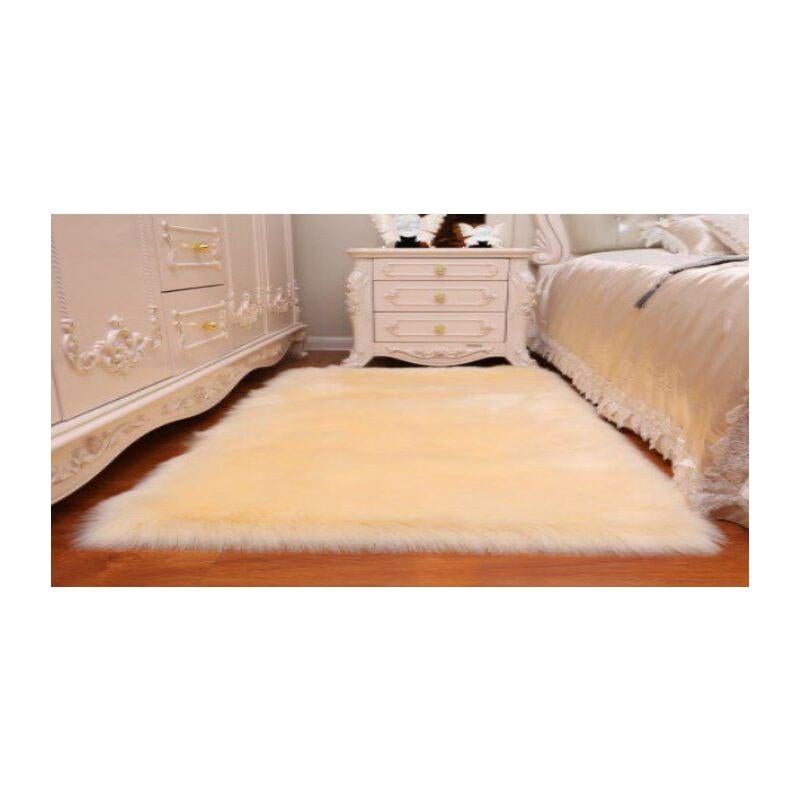 Tapete macio e fofo de 60x90 cm para sala de estar, tapete de pelúcia para cadeira de quarto (branco) - 4