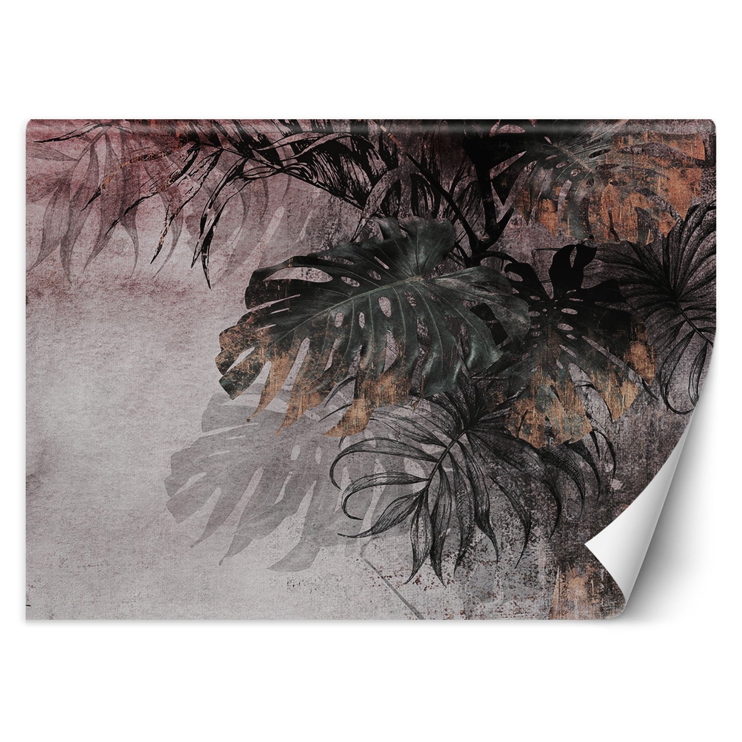Fototapeta, Monstera Liście Róż Złoto 100x70