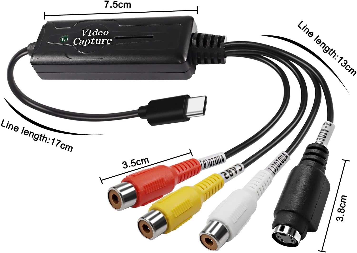 RCA AV vers USB C convertisseur vidéo Carte de Capture Adaptateur 1 Canal AV NTSC PAL vidéo s vidéo/Composite vers USB convertisseur vidéo Audio RCA - 7