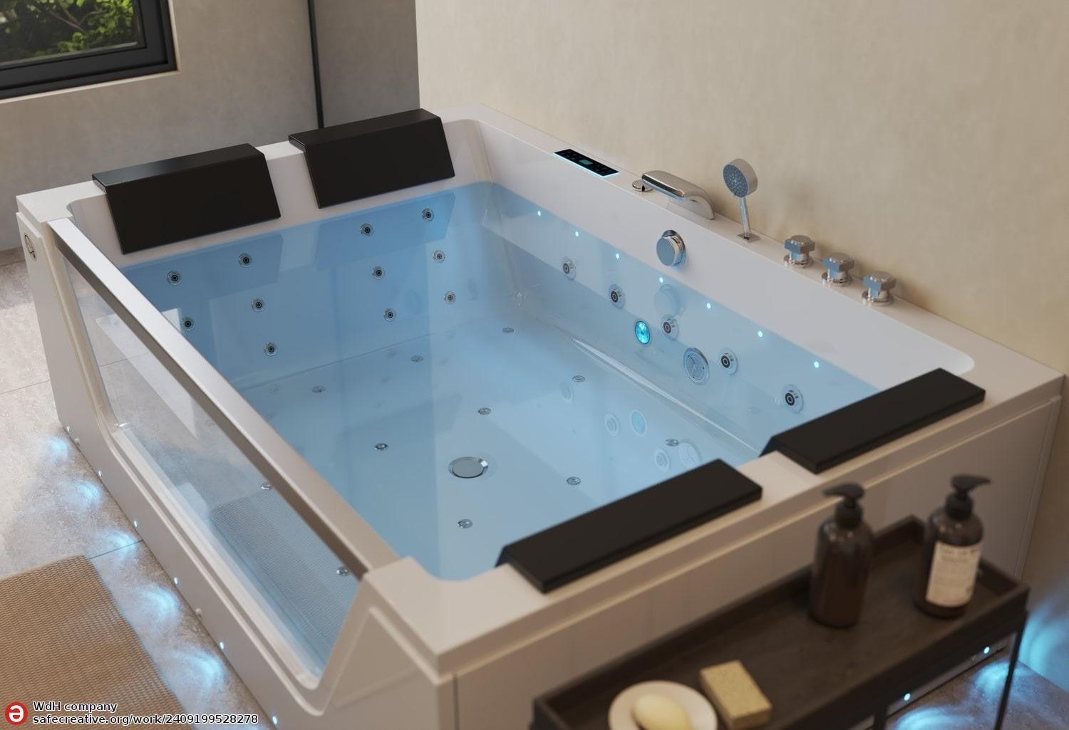 Baignoire balnéo jacuzzi LEROS 180x120cm STANDARD - 4