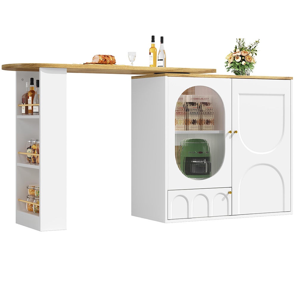 Table de bar pivotante à 360° avec espace de rangement avec étagèrescloisons amovibles blanc - 3