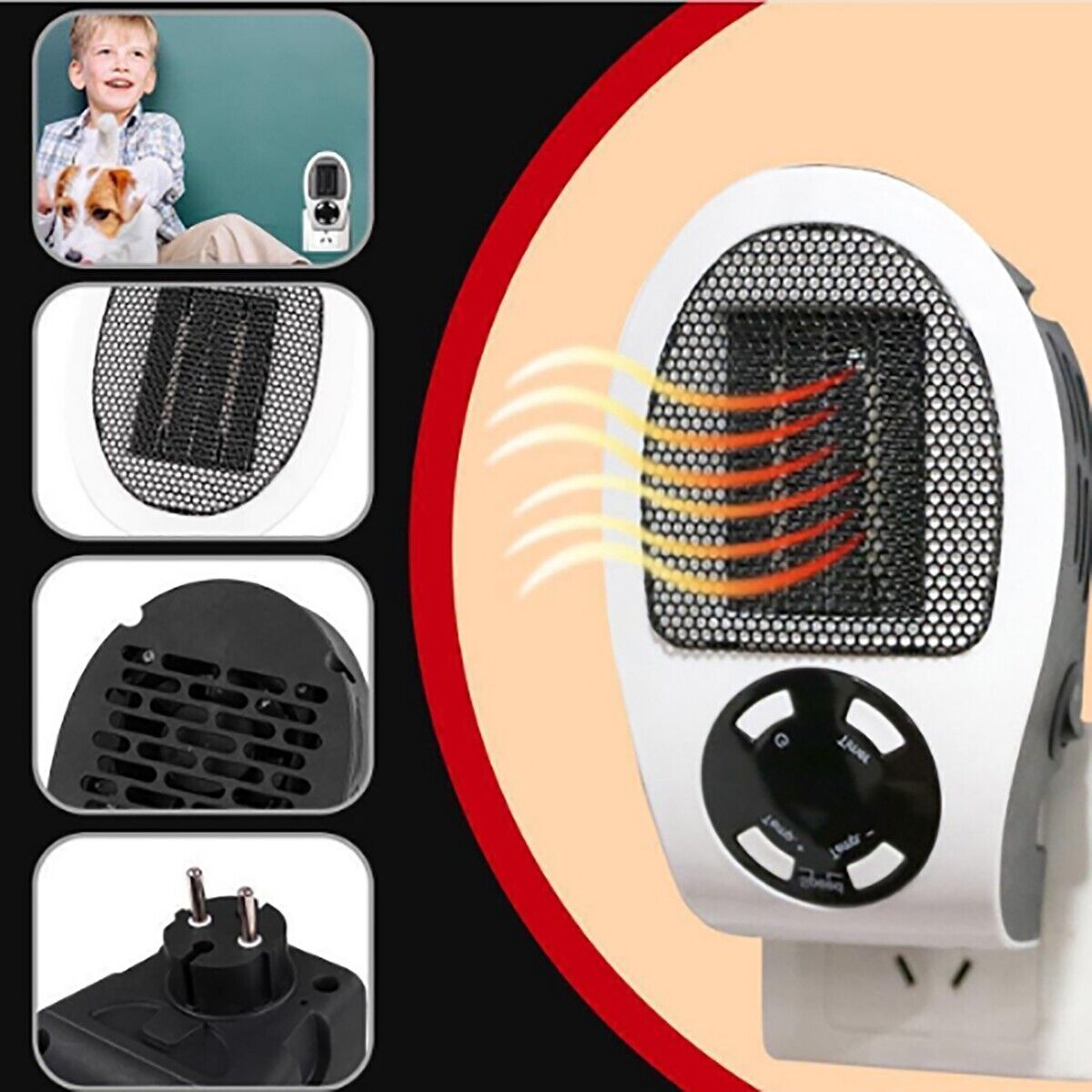 Termoventilatore Stufa Stufetta Senza Cavo Con Presa A Muro 500W Ghibli Mini Red 89453675 - Foto 8