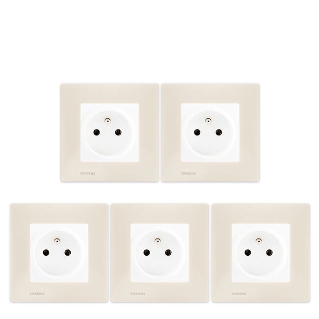 Lot de 4 Blocs de prises 3 prises 2P+T Blanc 61403 Eur'ohm