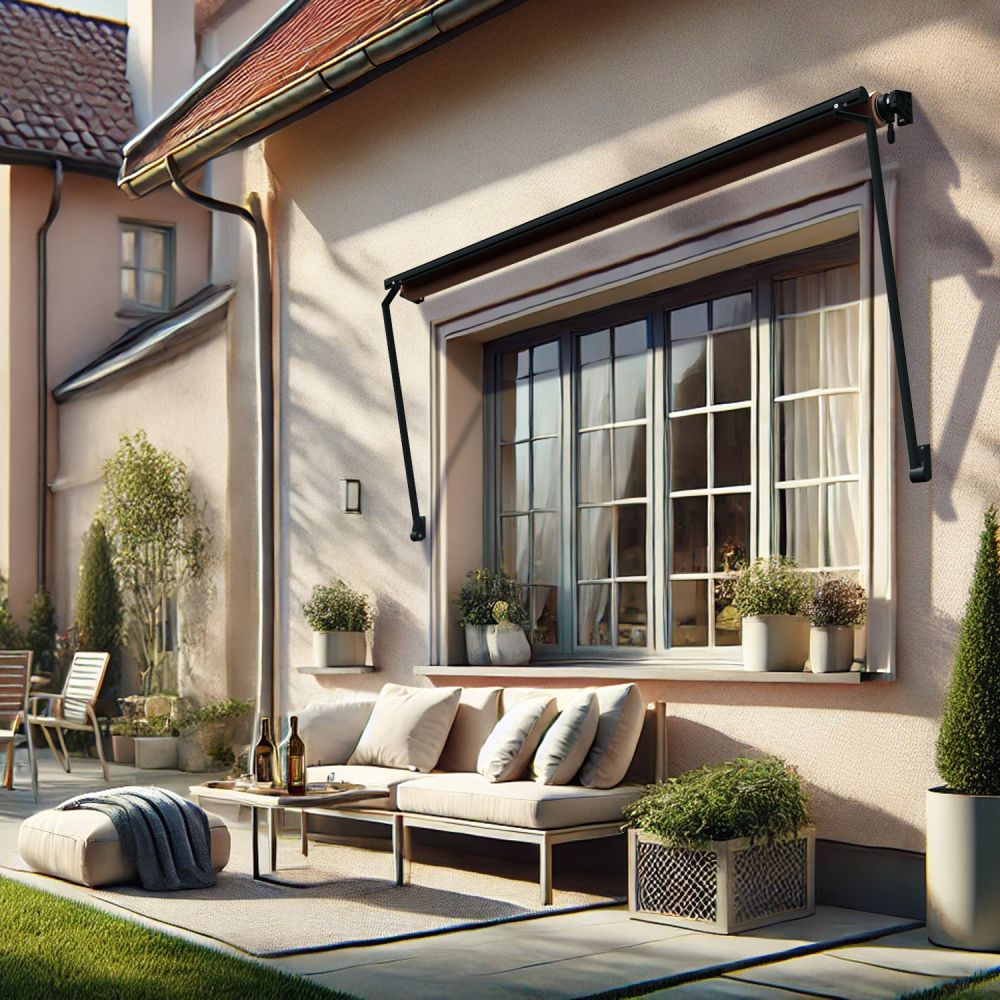 MILAN - Store projection simple (Taupe - Gris anthracite RAL7016ST - 3.00m x 1.50m) - 2