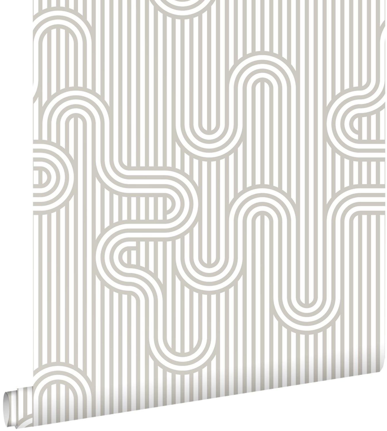 Tapeta linie graficzne szarymIbiałym - 50 x 900 cm - ESTAHOME
