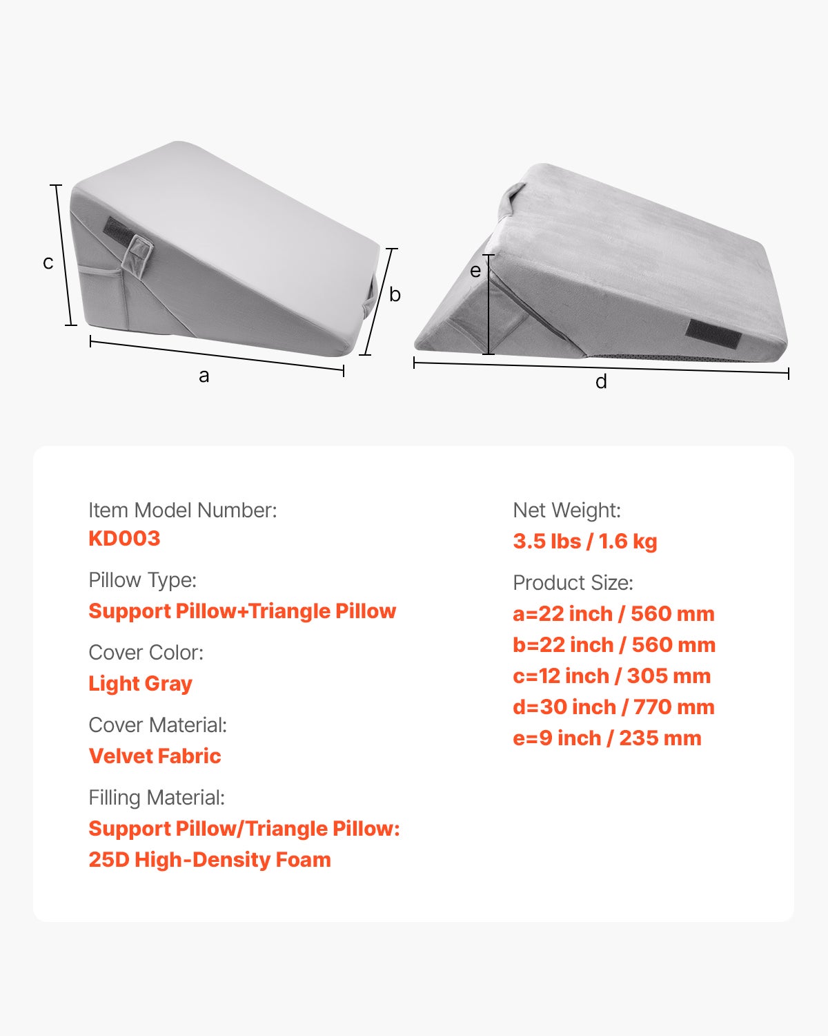 Coussin Incliné Lit,VEVOR Oreiller Orthopédique Réglable,Rembourrage Mousse,Housse Lavable,Coussin de Lecture Lit pour Soulagement Reflux Acide - 7