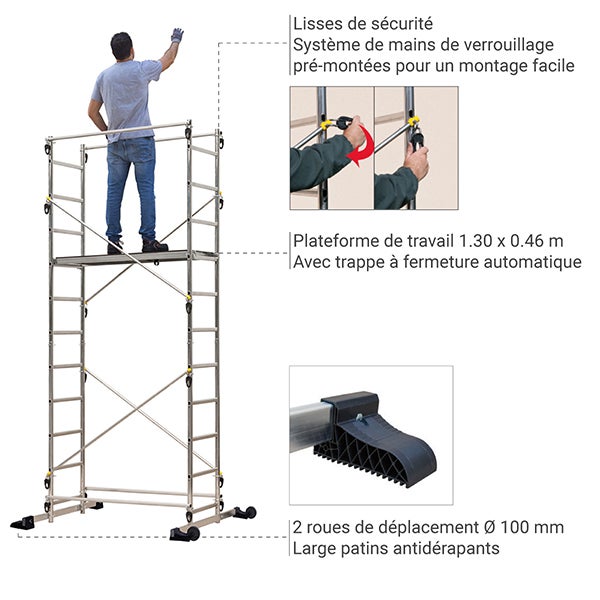 Echafaudage domestique - Hauteur de travail maximale de 6.70m - 238703/347705 - 4