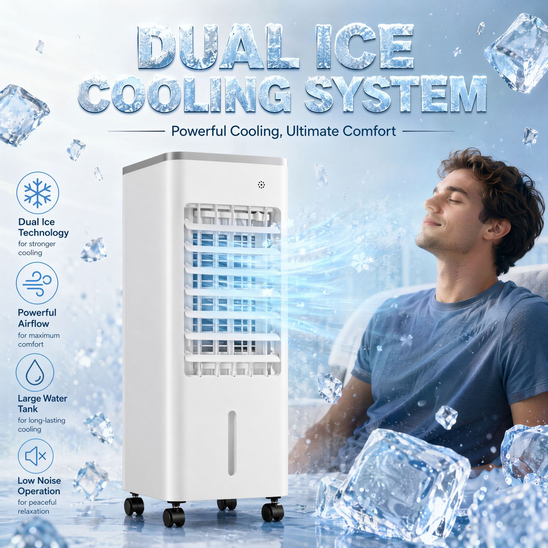 Climatizador de ar, ar condicionado portátil, climatizador evaporativo, ventilador de refrigeração, 20 x 24 x 55 cm - 8