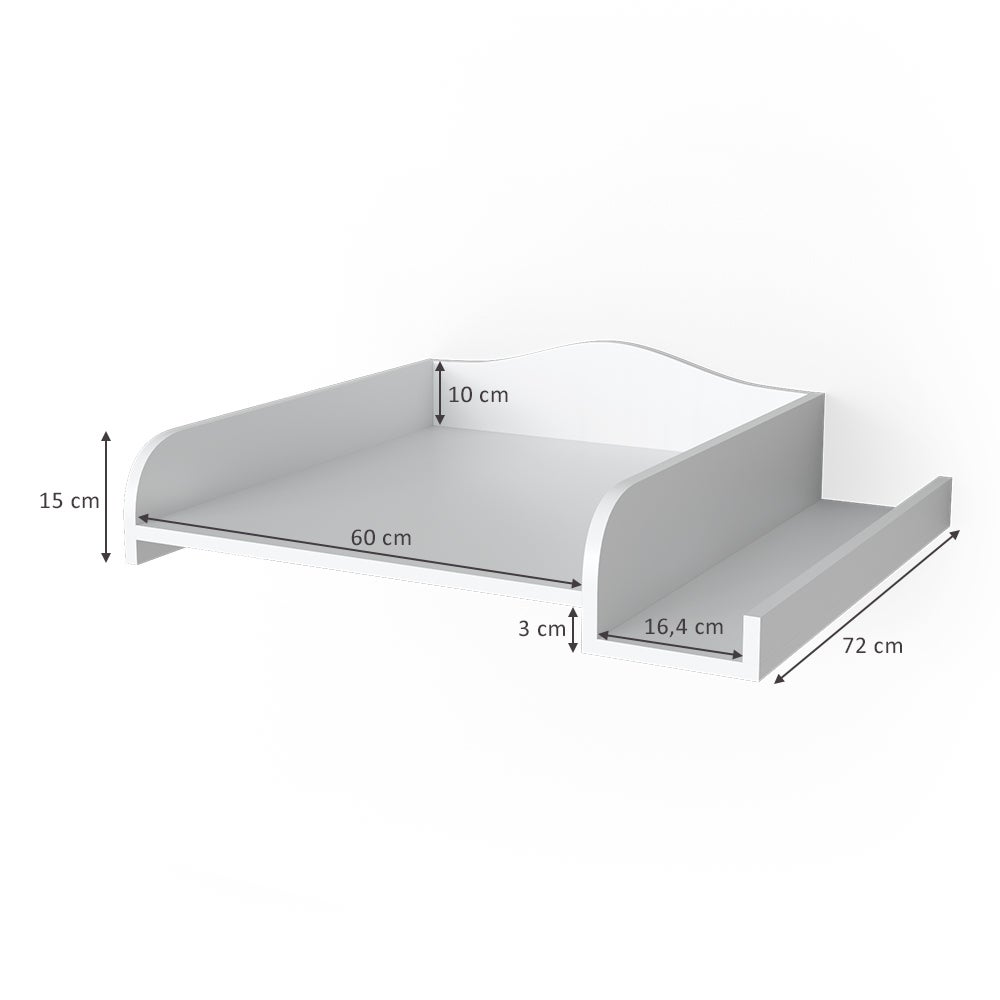 Plan à Langer Universel Vicco Blanc 83x72 Cm - À Poser Sur Machine à Laver, Idéal Petits Espaces