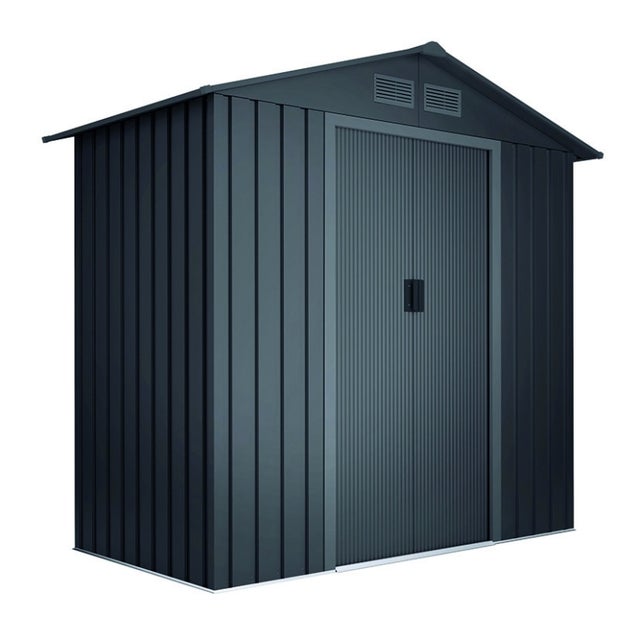 Caseta metálica jardin Visby gris antracita 196x131 cm 2,57 m2
