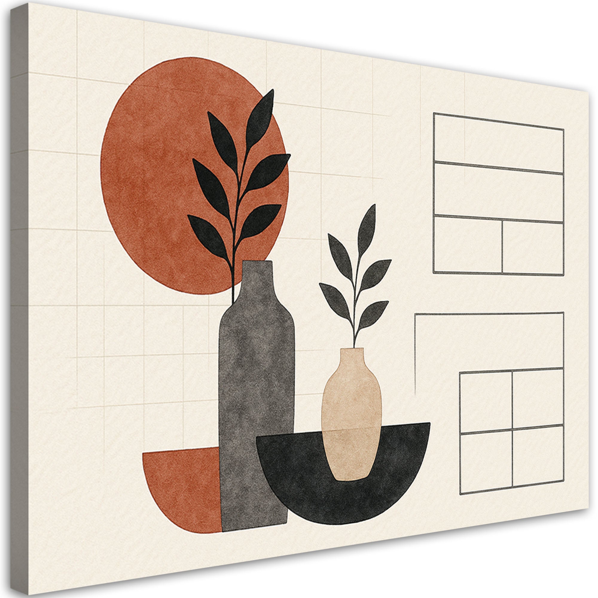 Obraz na płótnie, Wazy Liście Minimalizm Geometria 60x40