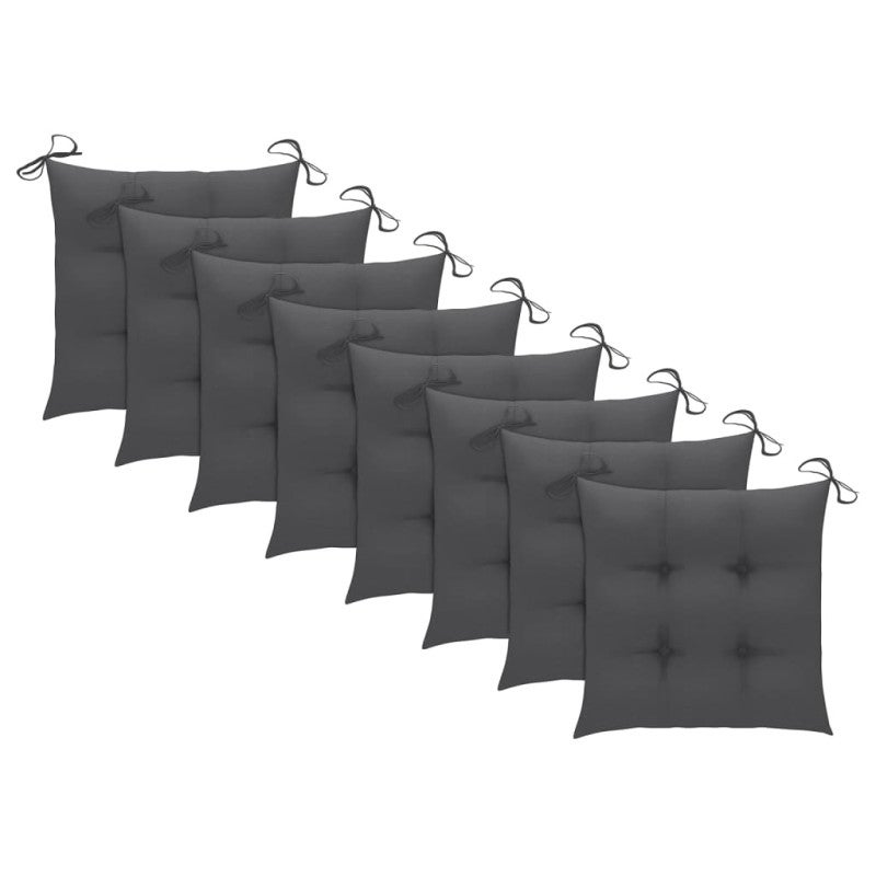Chaises de jardin et coussins lot de 8 Bois acacia solide Gris - 5