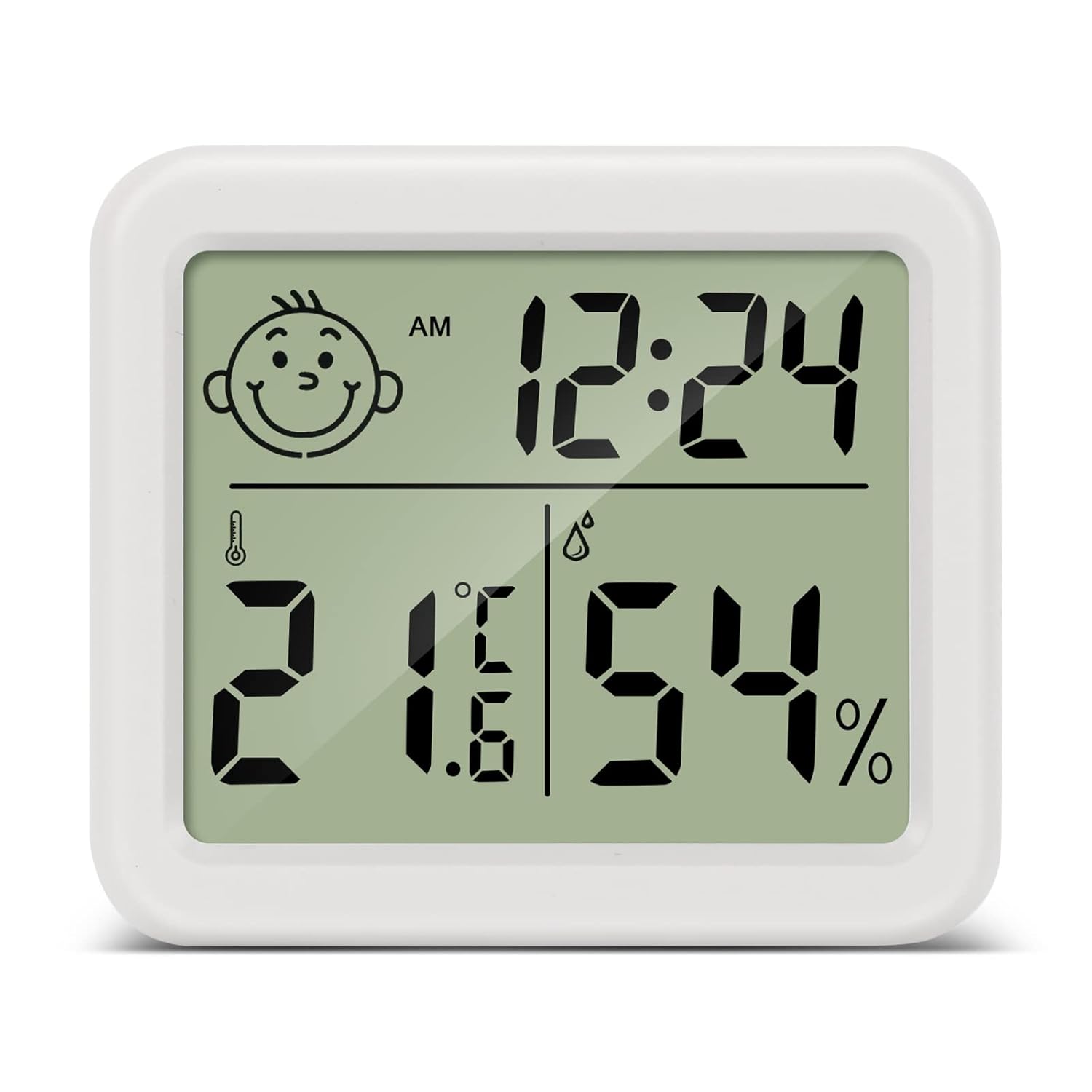 Cyfrowy termometr LCD i higrometr do użytku domowego, idealny do salonu, pokoju dziecięcego lub łazienki. Mierzy temperaturę i wilgotność.