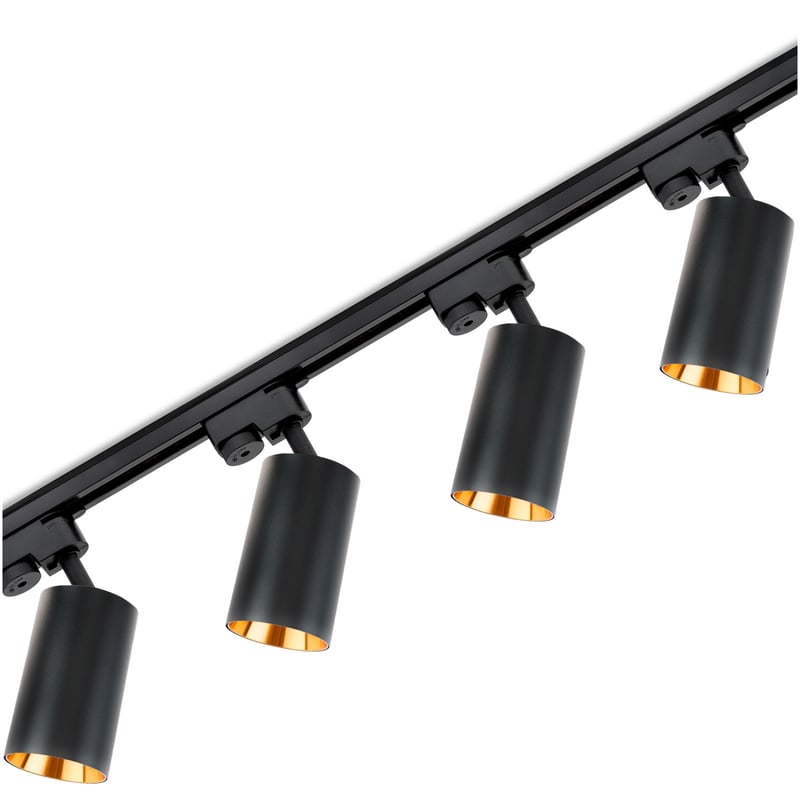 Zestaw Szyna Lumiled Oświetleniowa Szynoprzewód 2m + 4x Reflektor Szynowy GU10 Czarno Złoty