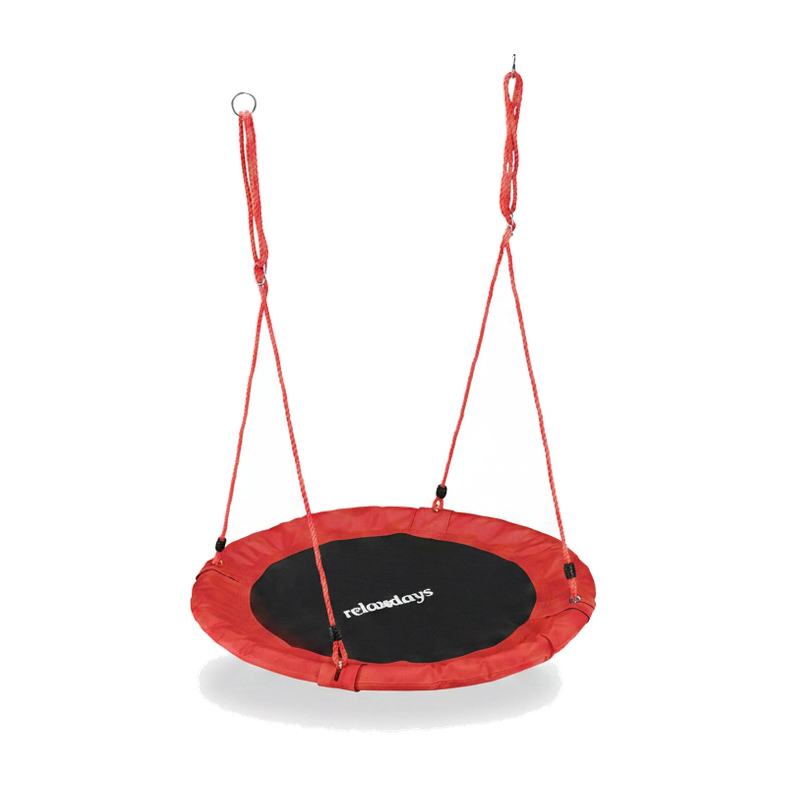 Balançoire nid ronde d'extérieur ø 110 cm, réglable en hauteur, pour enfants et adultes, rouge, jusqu'à 100 kg, Relaxdays - 7