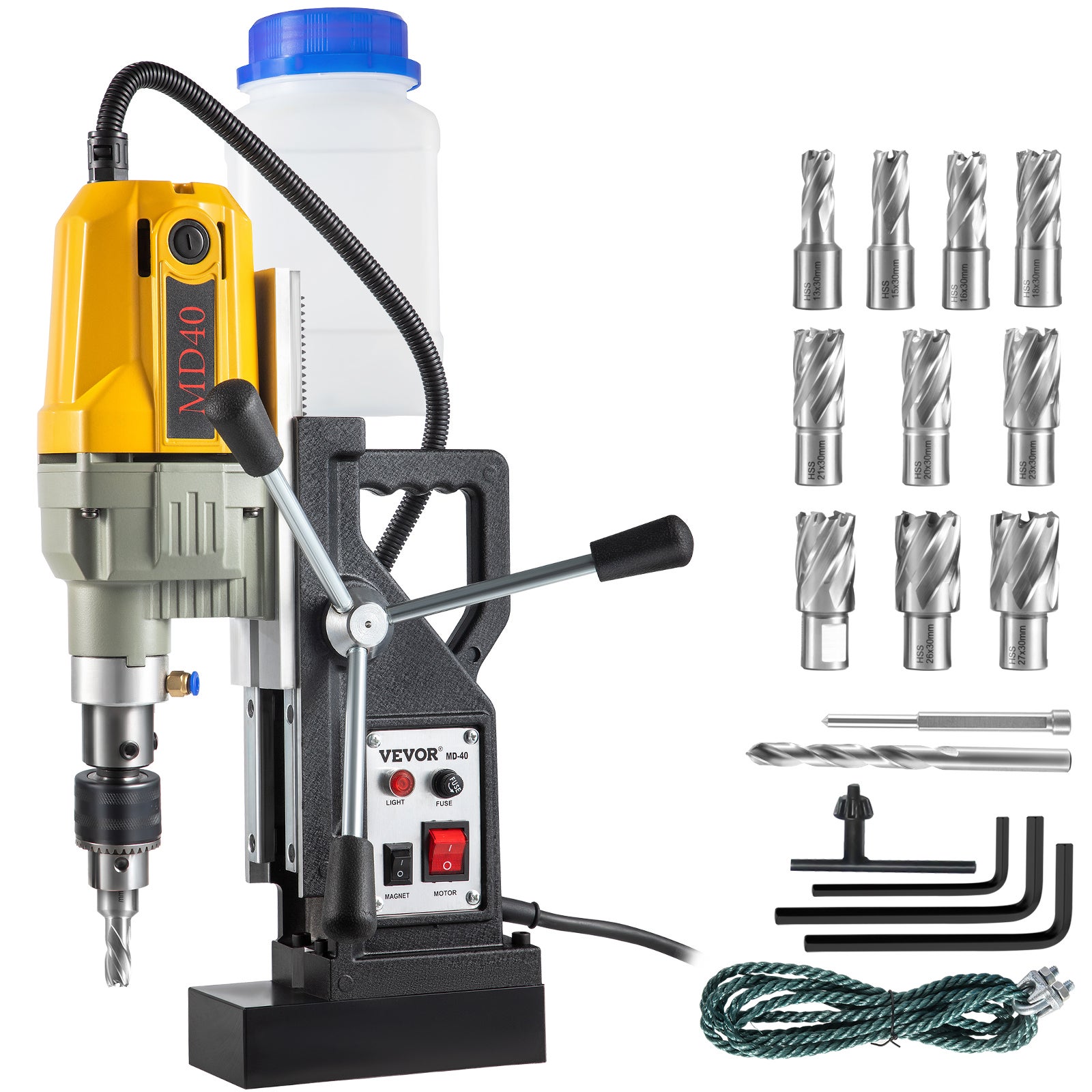 Perceuse Magnétique Portable ZELCAN 1100W - Perce Jusqu'à 40mm De Diamètre, 50mm Profondeur, Base électromagnétique 12000N