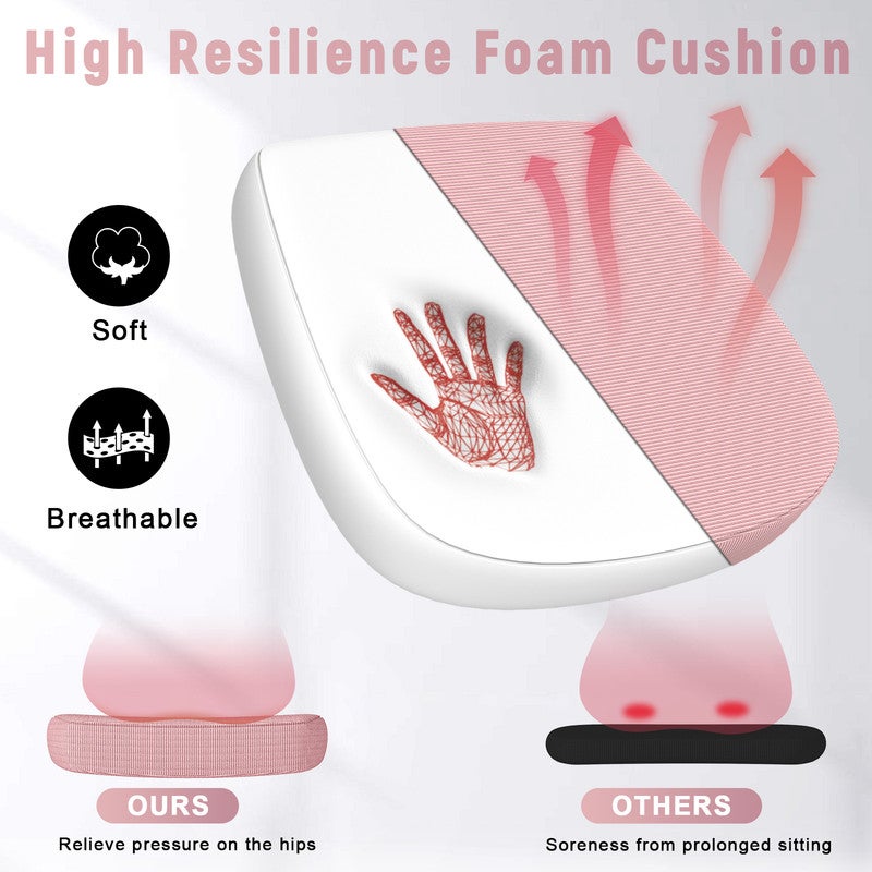 Chaise de bureau Rattantree, ergonomique, avec accoudoirs pliables, hauteur réglable, soutien lombaire, rose - 5