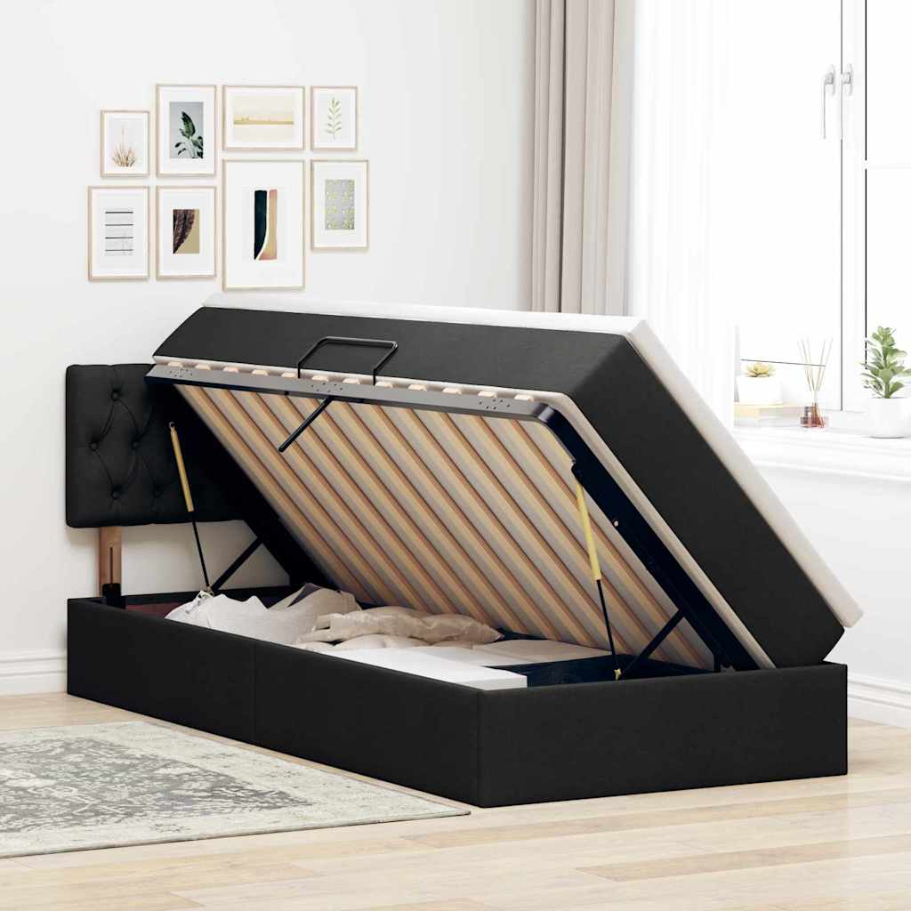 Lit avec rangement et matelas Noir 90 x 200 cm Velours - 4