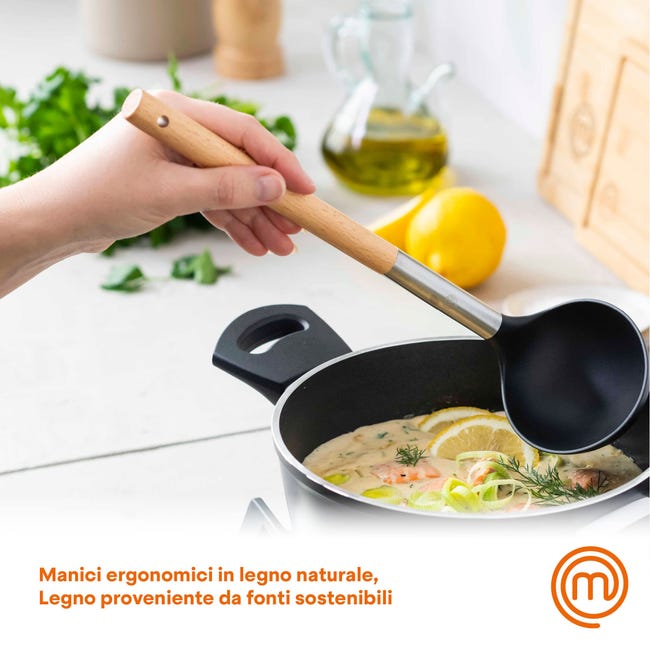 Set Utensili Cucina MasterChef 6 Pezzi - Mestoli, Spatole, Antiaderenti, AntiGraffio, Grigio - Foto 11
