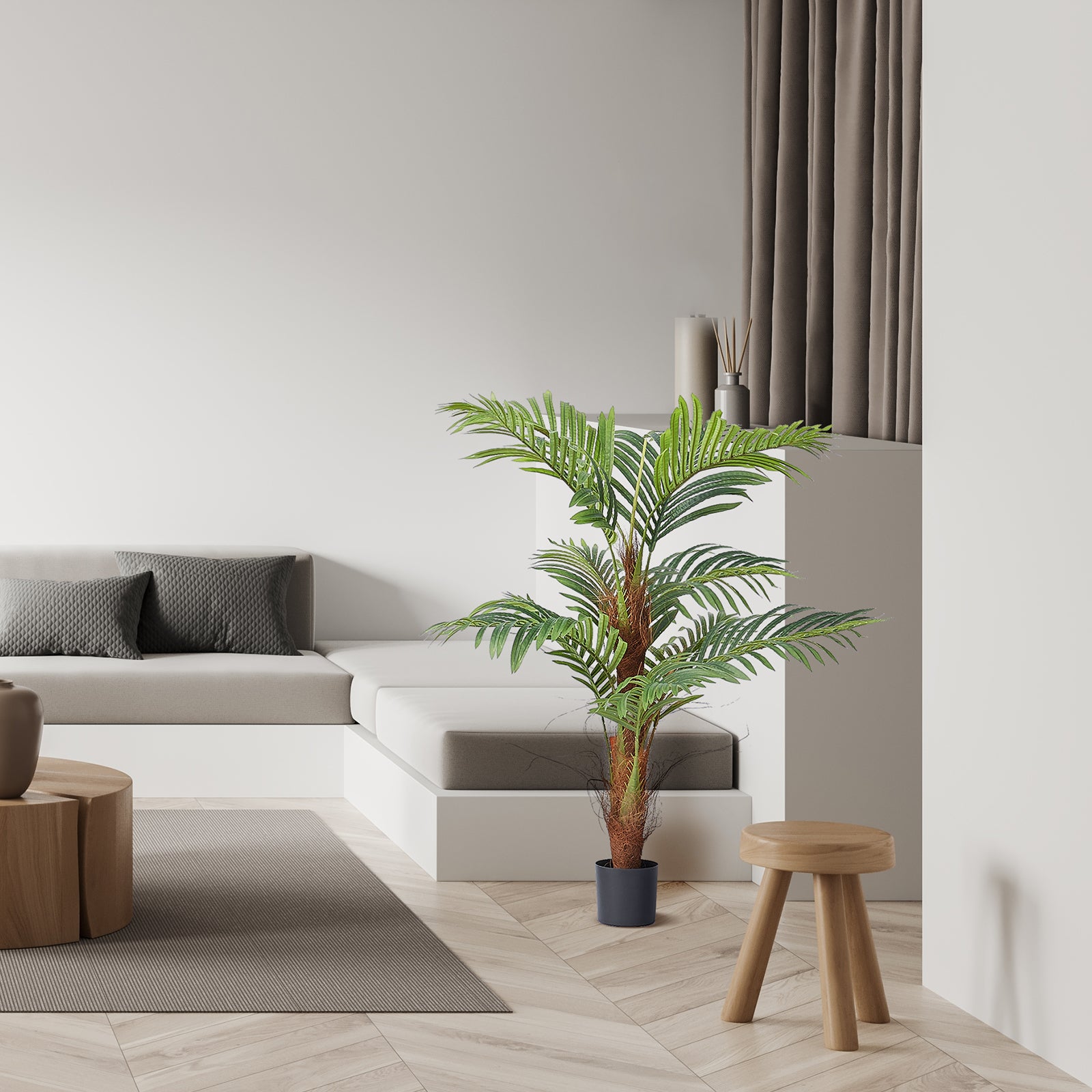 Arbre Artificiel VEVOR 1219 mm Plante Artificielle PE Palmier à Noix de Bétel 2 Faux Arbres Vert avec Pot 127x113 mm Fausse Plante Décoration - 8