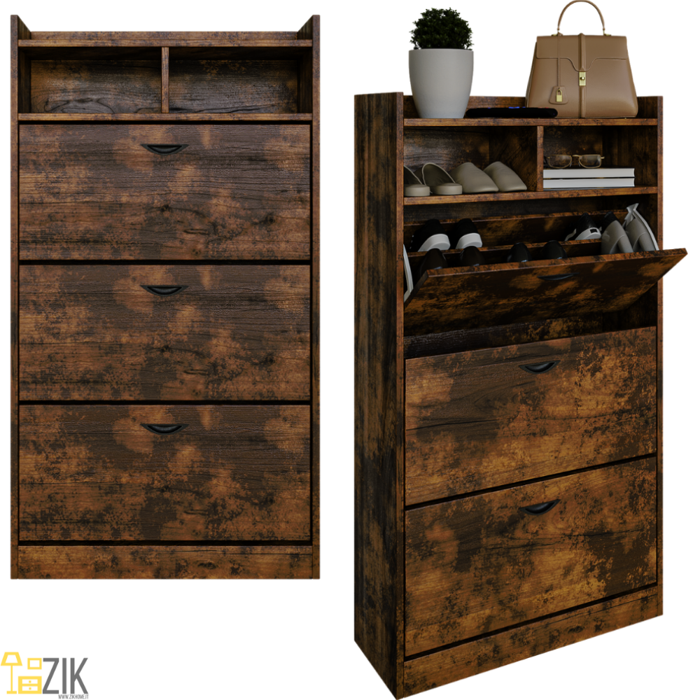 Meuble à chaussures d'entrée peu encombrant avec doubles portes