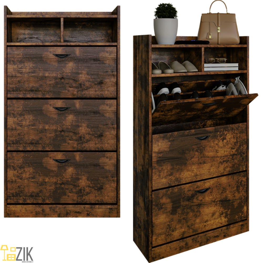 Meuble à chaussures d'entrée peu encombrant avec doubles portes