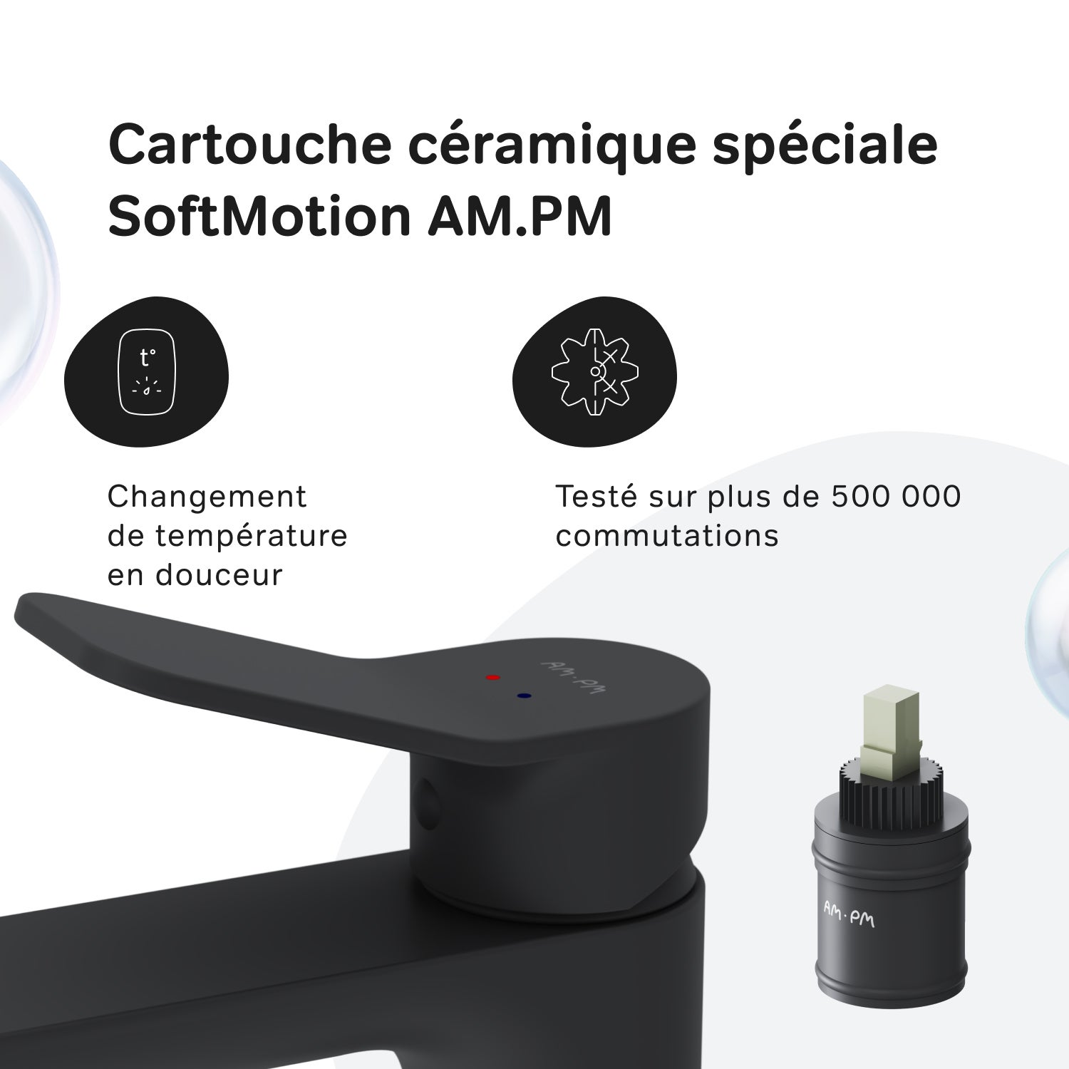 Mitigeur de Lavabo, Robinet de Lavabo avec bonde clic clac, Robinet de lave-mains, Noir, taille S, FXA82122 AM.PM - 4