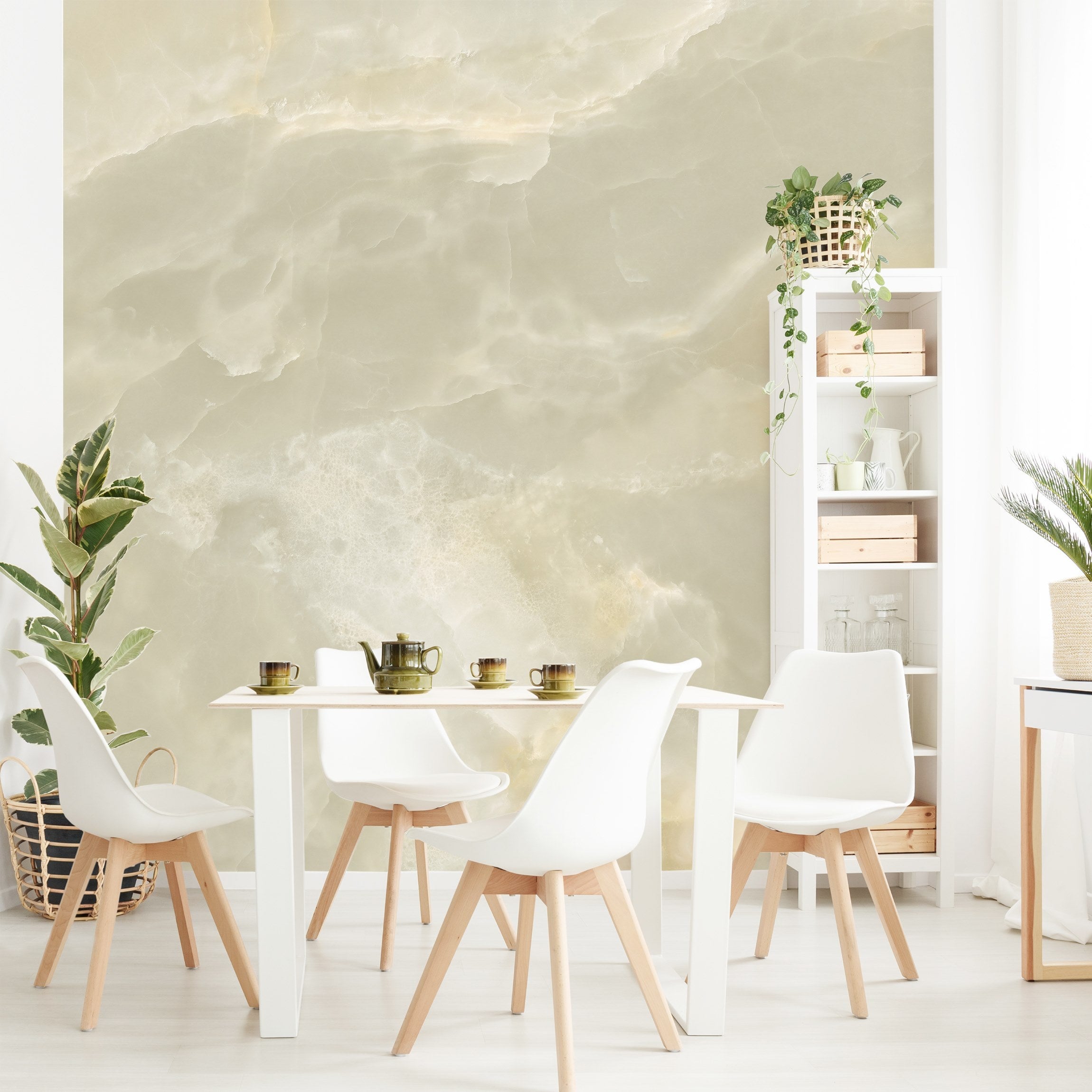 Papier peint panoramique marble 3D trompe l'oeil à motif imitation pierre 80 - salon chambre cuisine couloir - Intissé 240 x 240 cm adhésif - 3