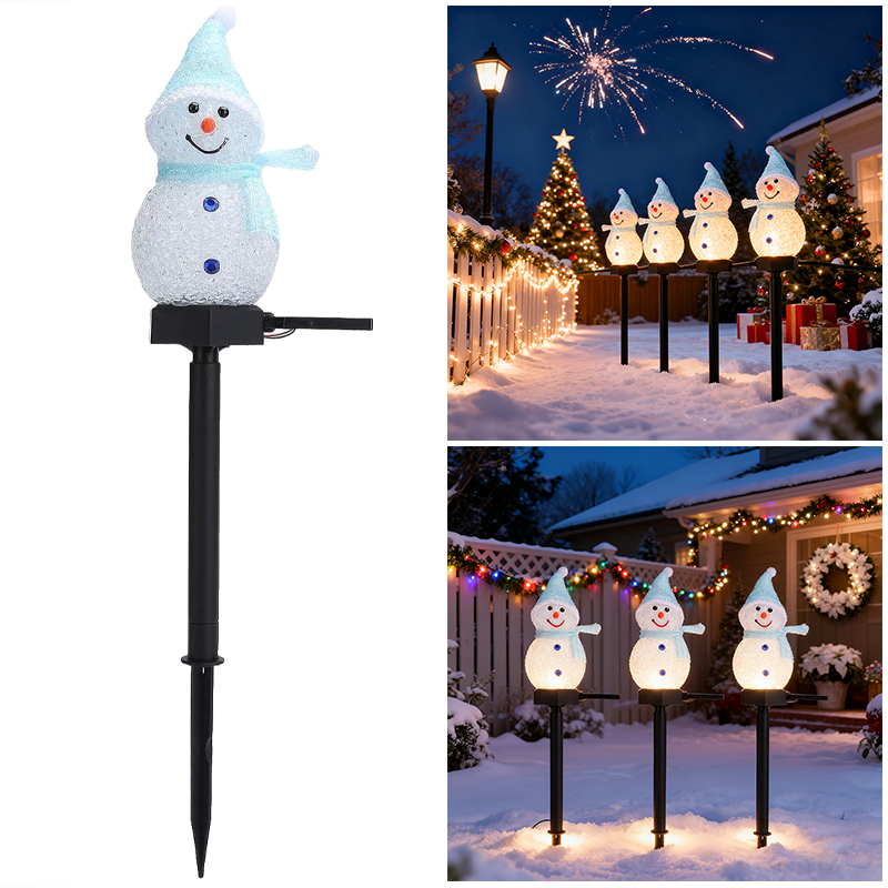 Świąteczna lampa solarna w kształcie bałwana, wodoszczelna solarna lampa ogrodowa, zewnętrzna świąteczna lampa ścieżkowa, dekoracje świąteczne