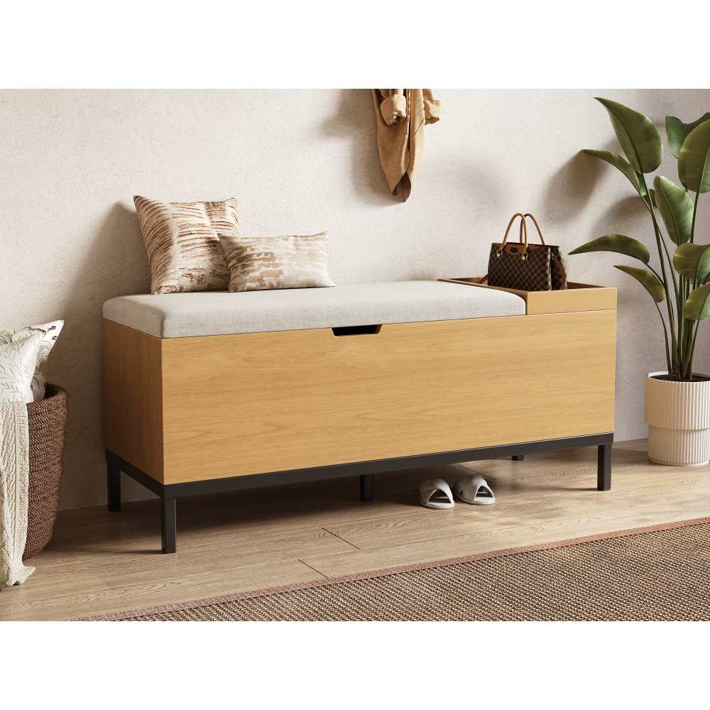 Banc de rangement multifonction avec siège rembourré et coffre spacieux pour salon chambre et entrée - 7