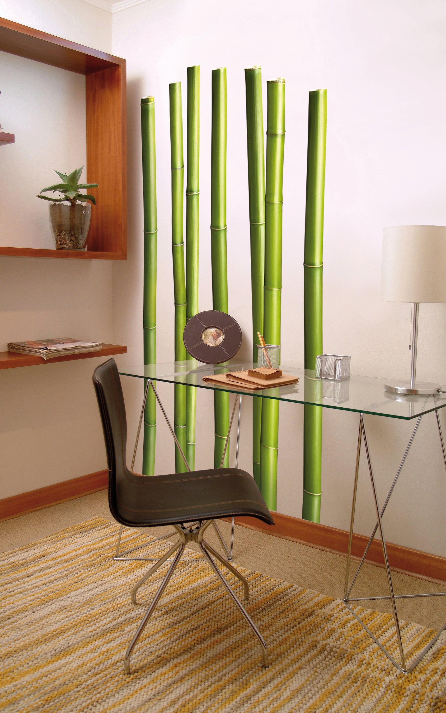 Pegatina decorativa pegatina trompe l'oeil, foto de la vida -tallos de bambú de tamaño, 168 cm x 58 cm