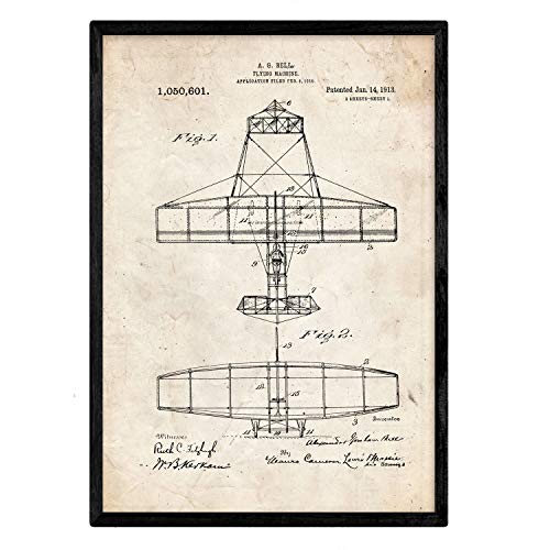 Poster Con Cornice Nacnic – Brevetto Tre A Righe Su Sfondo Nero, A3