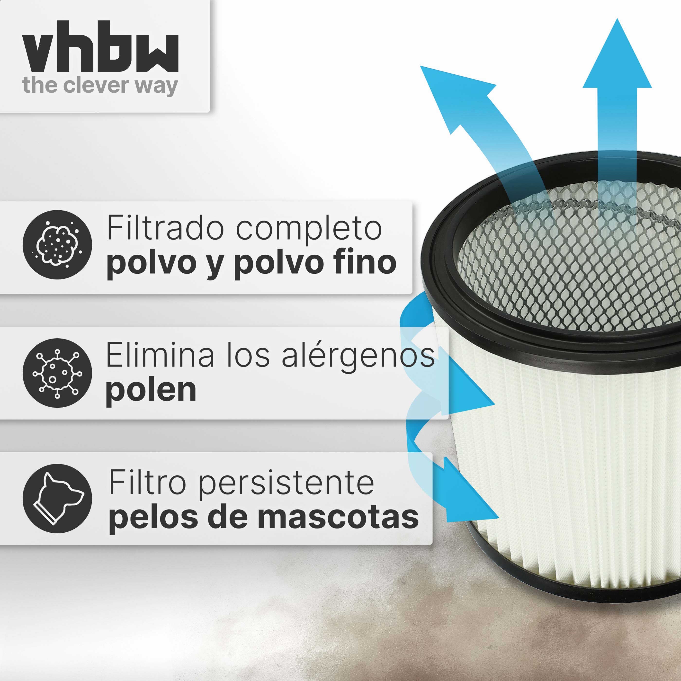 vhbw 10x filtre plissé compatible avec Einhell HPS 1300 aspirateur - blanc - 5