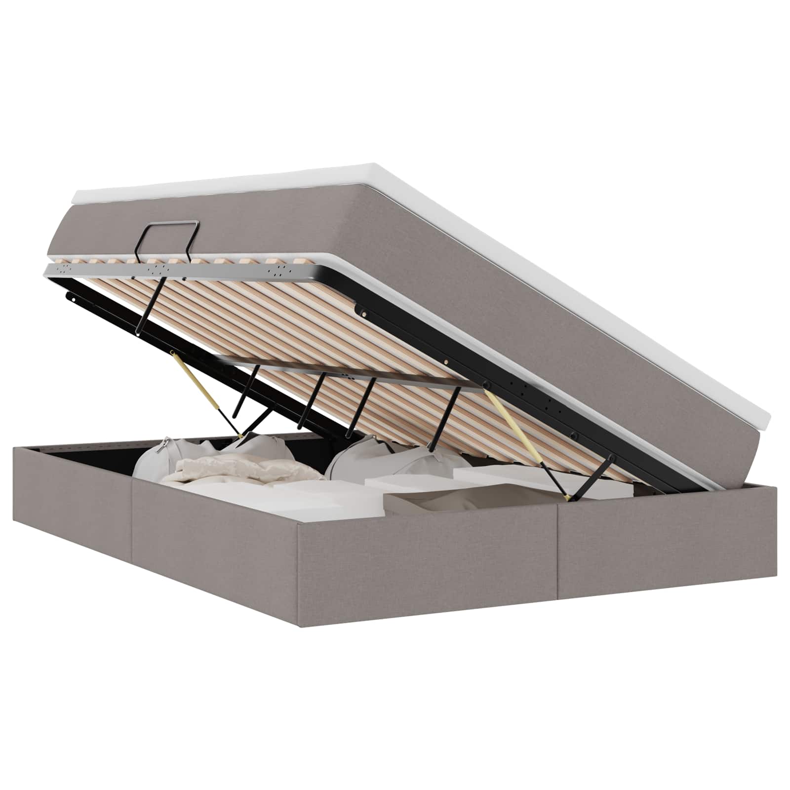 Lit avec rangement et matelas taupe 140 x 200 cm polyester - 2