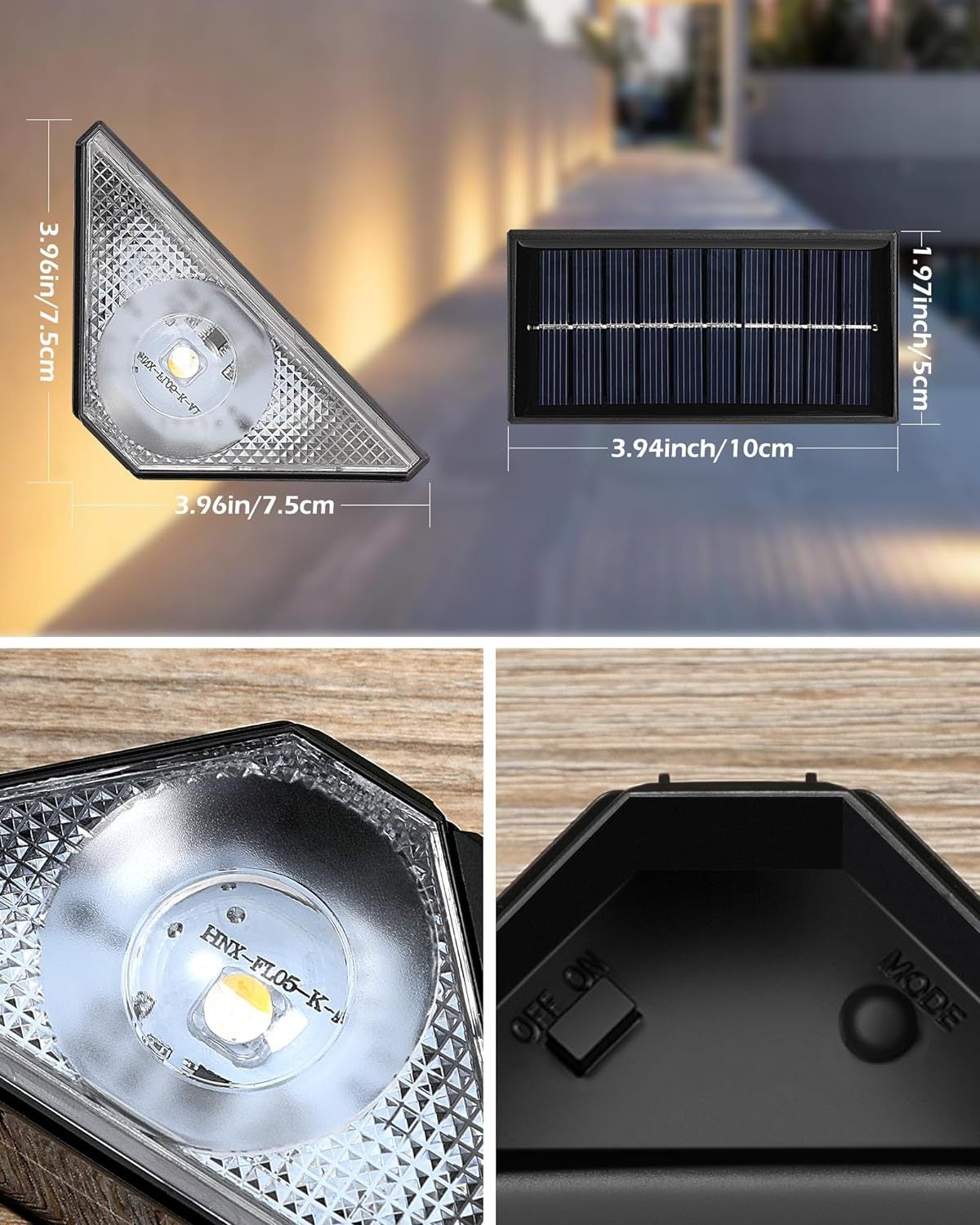 ROSHWEY Luci solari per esterni, confezione da 10 luci solari per recinzioni con 30 LED impermeabile per illuminazione da cortile e cortile e piscina