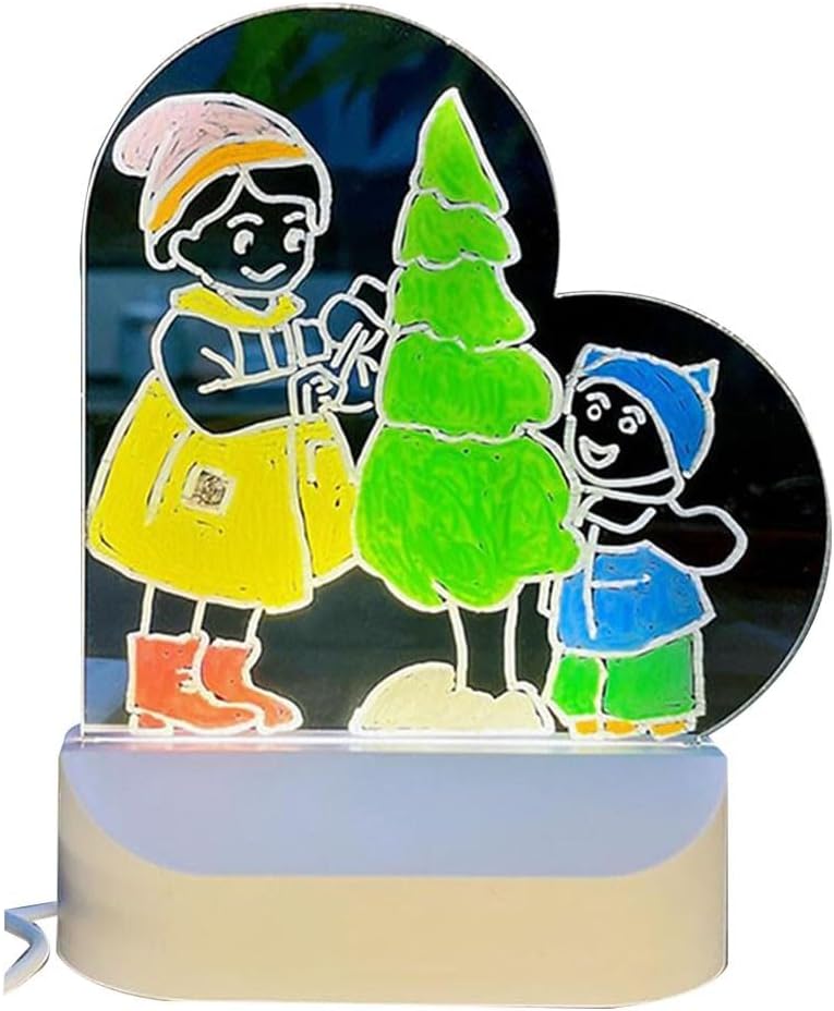 Planche à Dessin LED Lumineuse Pour Enfants - 30x20 Cm, 7 Couleurs, Support, Alimentation USB, Tableau Acrylique Transparent