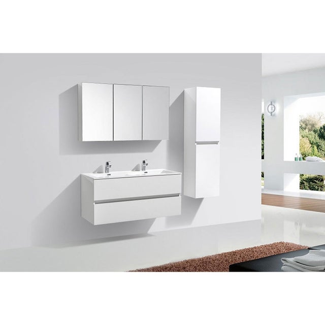 Ensemble de meubles salle de bain design SIENA largeur 144 cm blanc laqué Sans