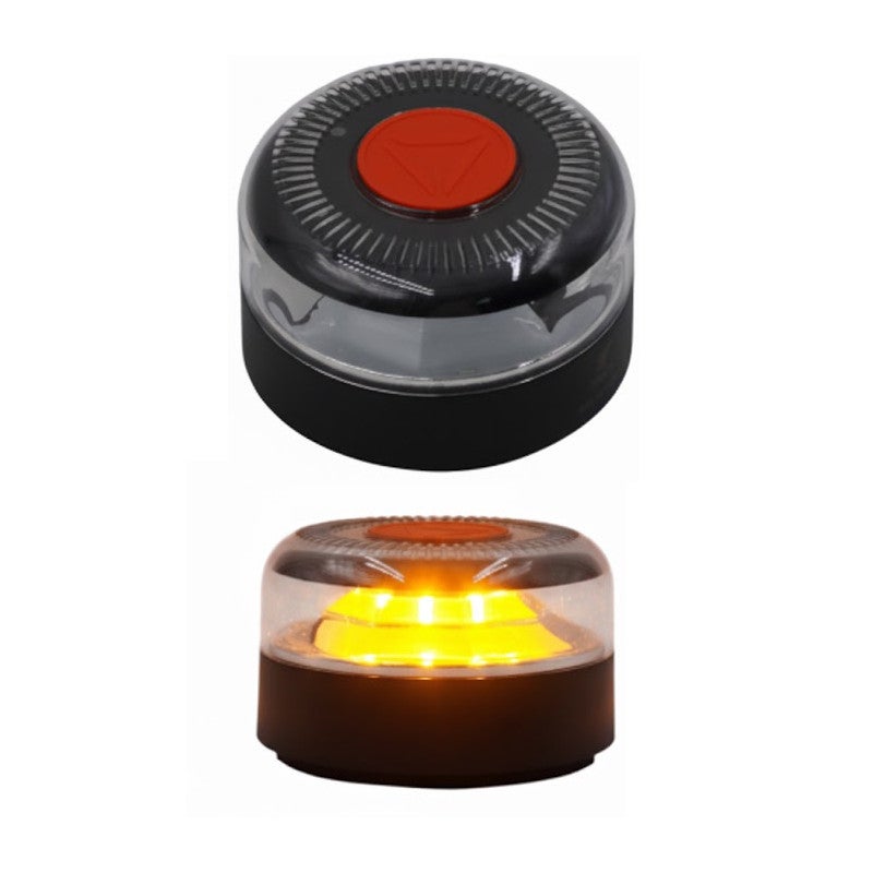 Balise De Détresse V16 Homologuée - Feu Clignotant Orange Visible à 1 Km - Base Magnétique - Pile 9V