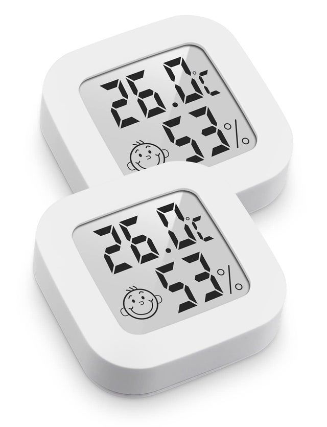 2 Pièces Mini thermomètre numérique d'intérieur, moniteur de température et hygromètre, indicateur de niveau de confort, blanc
