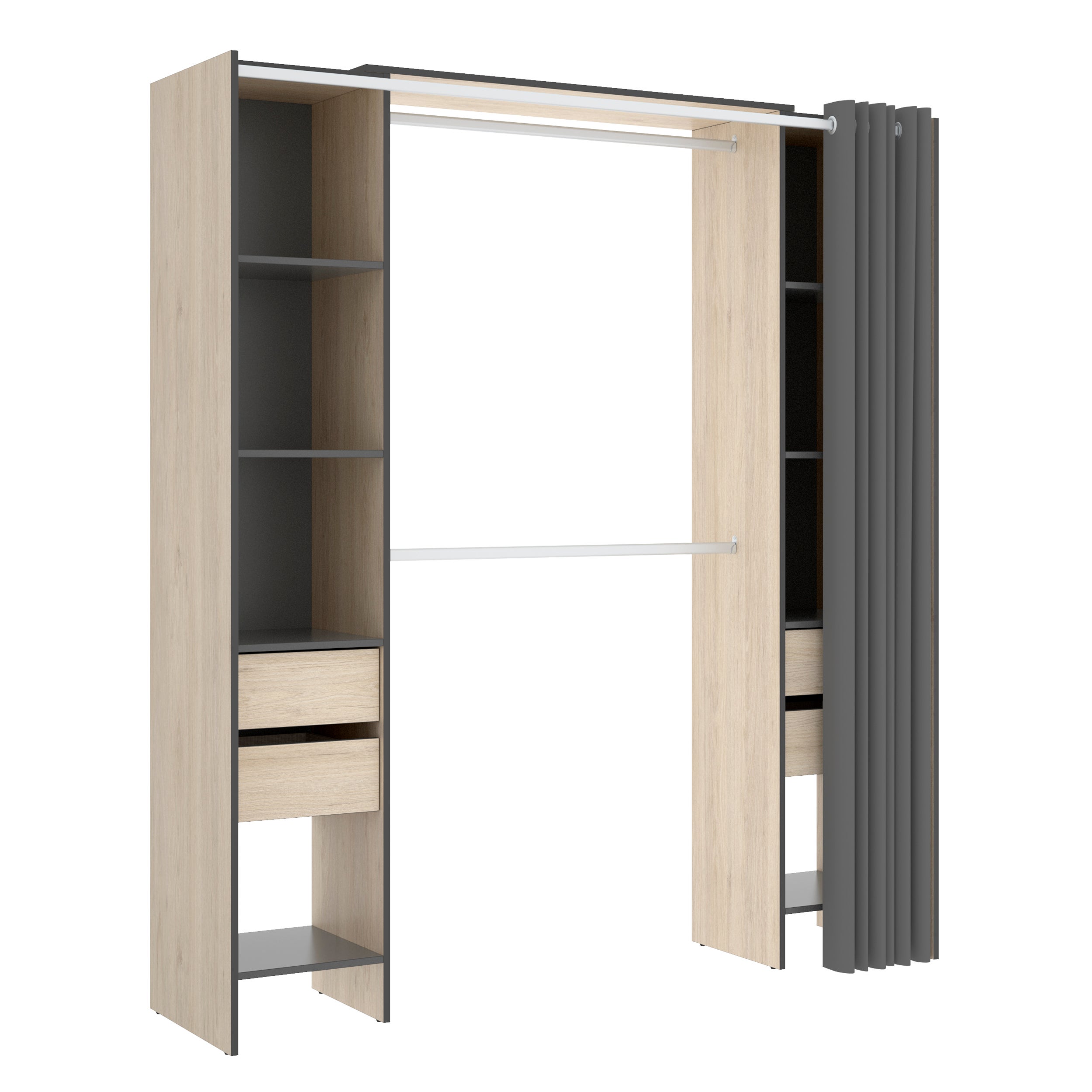 Dressing avec 4 tiroirs et rideau Suit 205 A X 180 AN X 50 P - 5