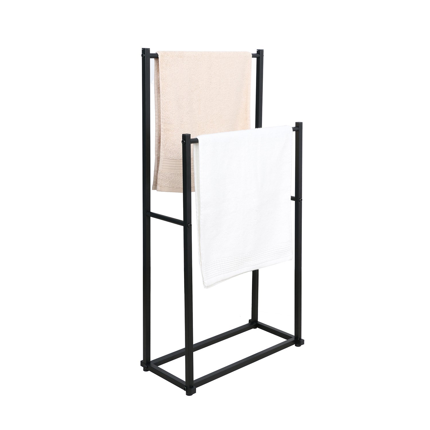 Porte-Serviettes Sur Pied, Porte-Serviettes En Métal à 2 Niveaux, Porte-échelle à Serviettes Antirouille, Support De Barre à Serviettes, Rangement Pour Salle De Bain, Cuisine, Buan