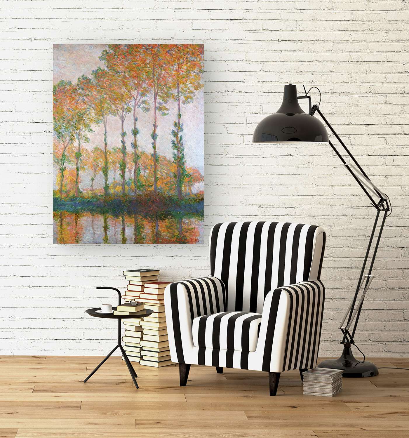 Peinture, impression sur toile - Claude Monet, Peupliers au bord de l'Epte en automne - 70x50 cm - 3