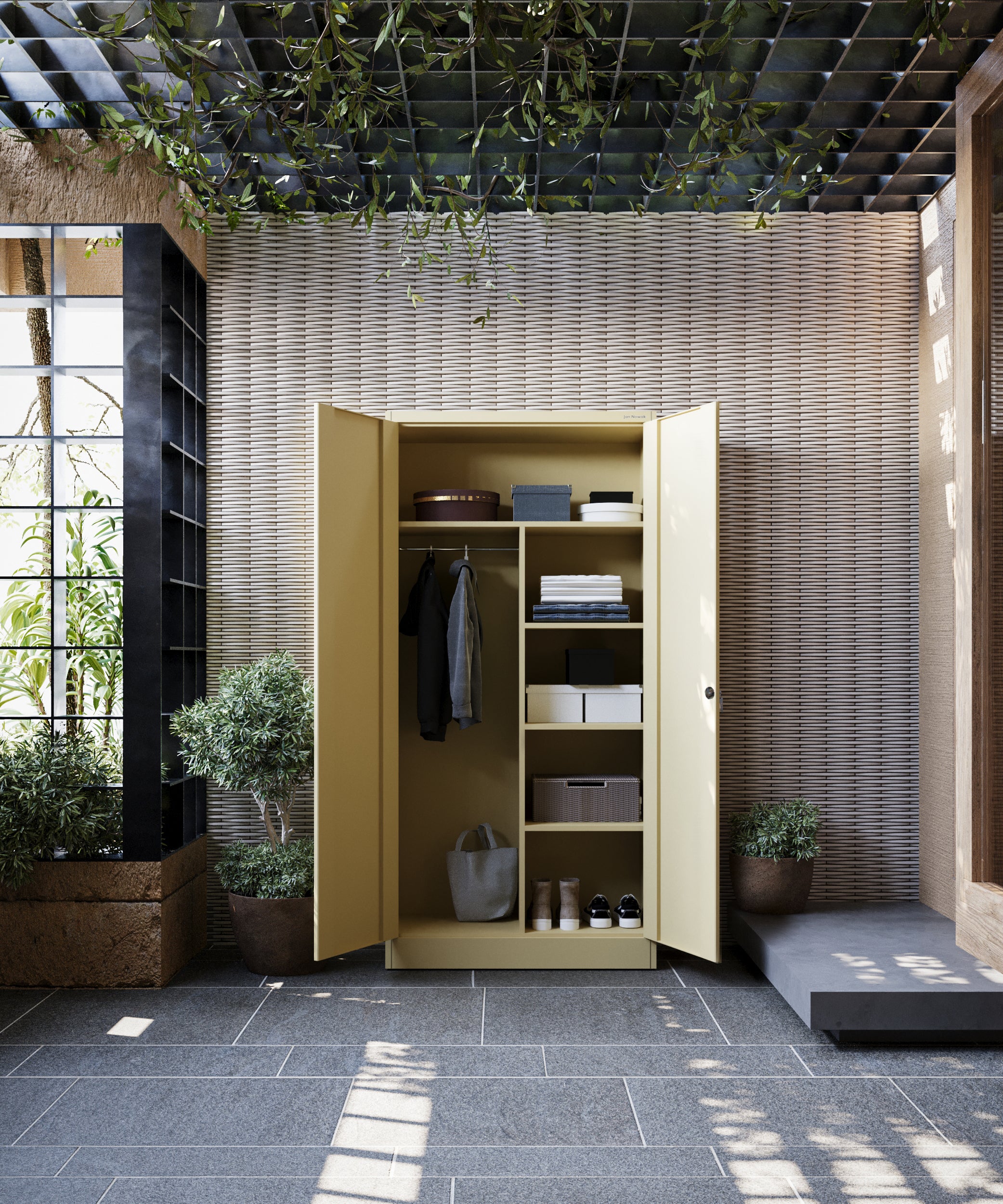 Armoire de Bureau de Rangement en Métal Verrouillable Beige Pastel 185 cm x 90 cm x 45 cm - 4