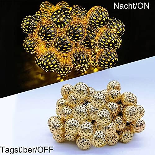 Guirlandes solaires marocaines extérieures, guirlandes LED 7M 50er extérieures, 8 modes guirlandes solaires lumières étanches éclairage - 2