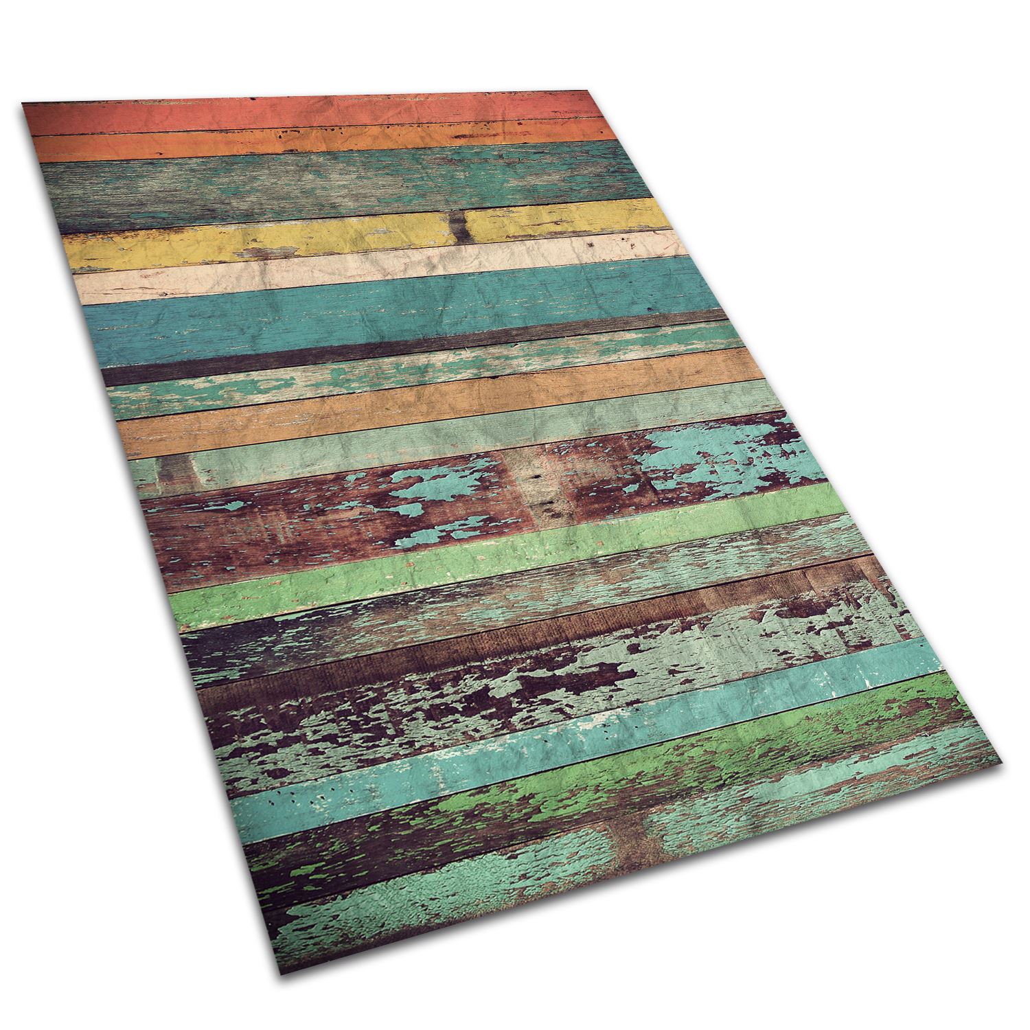 Dywan PCV kolorowe deski styl artystyczny mata winylowa do pokoju modny dywan wzorzysty 150x225 cm – Tulup