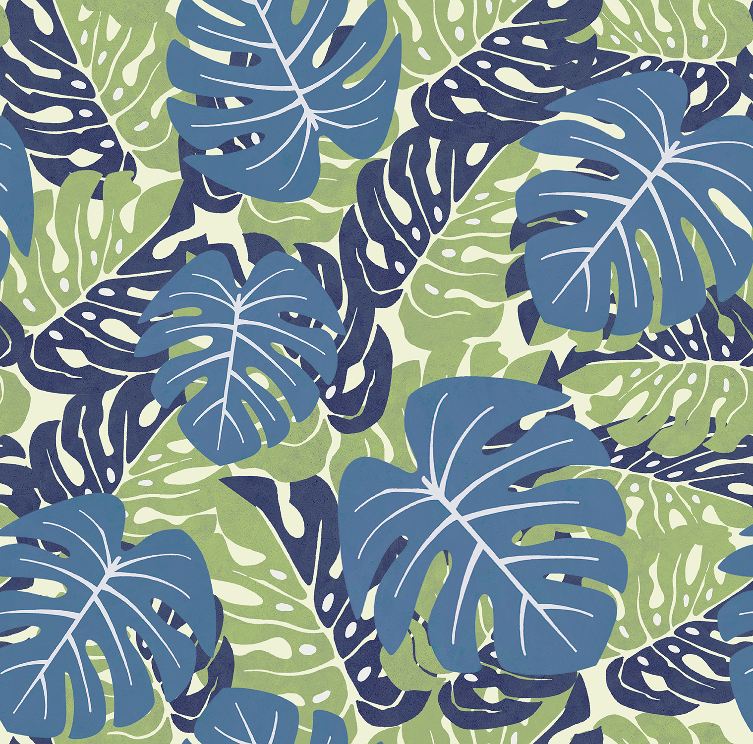 Papel pintado hojas de palmera azul agrisado y verde grisáceo - 53 cm x 10 m - walls4you