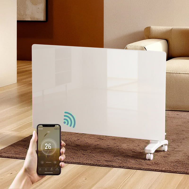 EMKE Elektryczny grzejnik 2000W, konwektor smart z WiFi i aplikacją, energooszczędny, stojący lub ścienny, biały